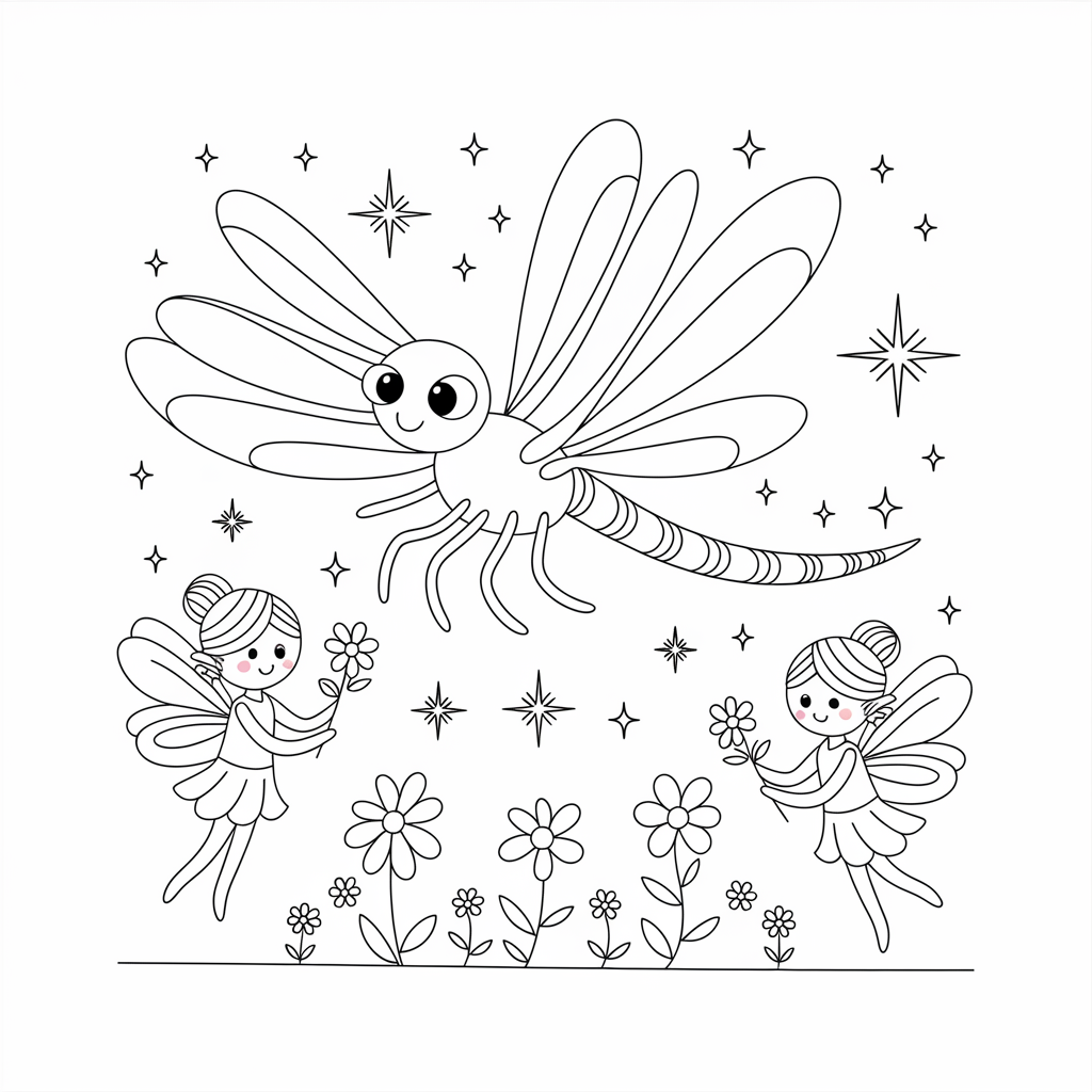 Dragonfly with Fairy Friends