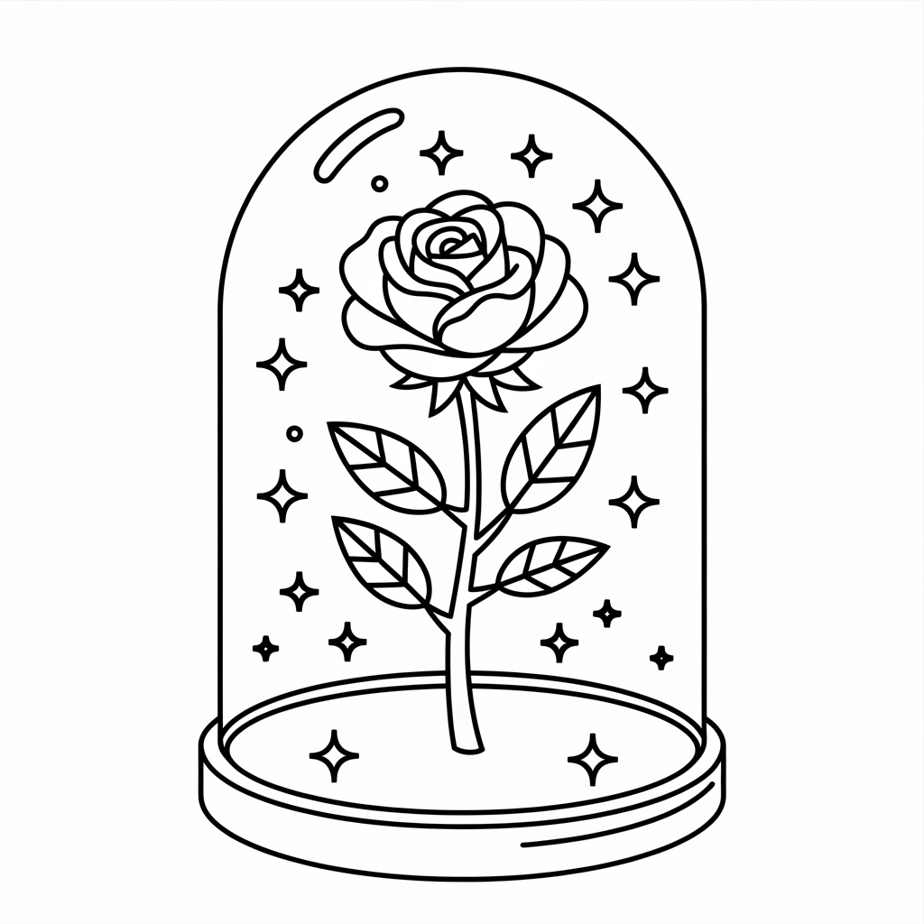 beauty and beast rose coloring page-