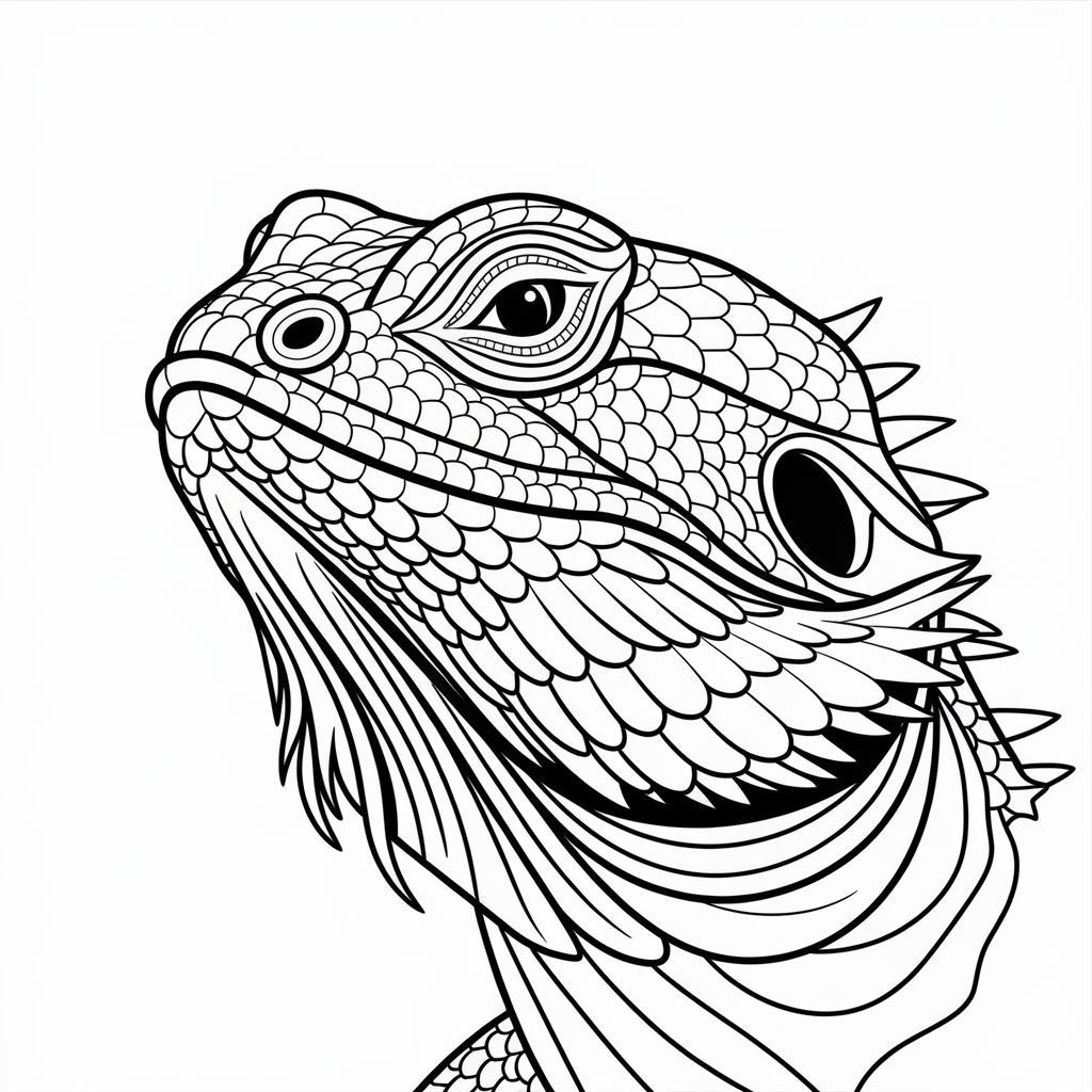 Bearded dragon face free coloring page