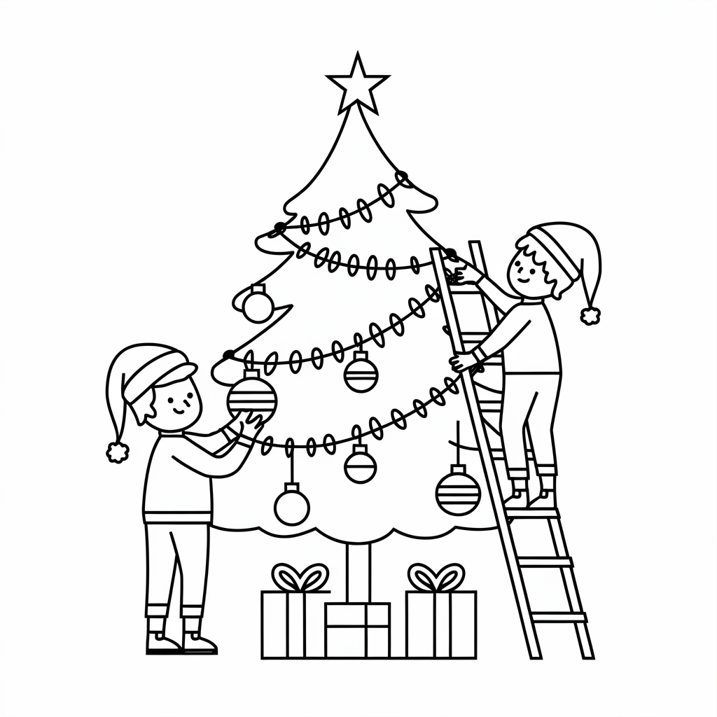 Merry Christmas Tree Coloring Pages for Kids Activities