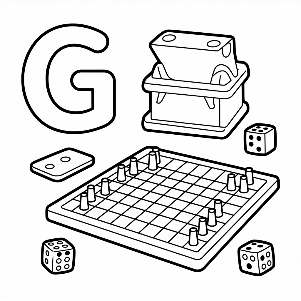Exciting G is for Game Coloring Pages for Kids