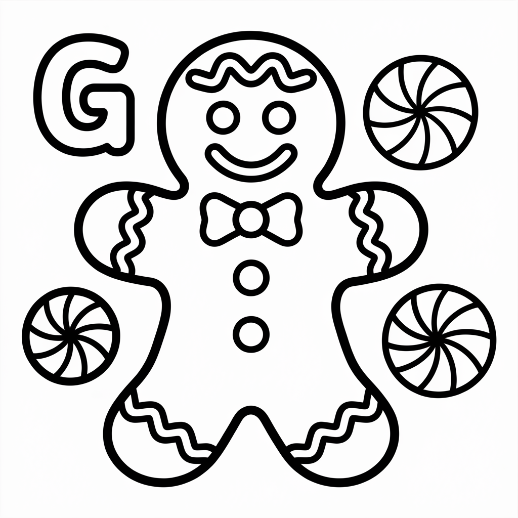 Sweet G is for Gingerbread Coloring Pages for Kids