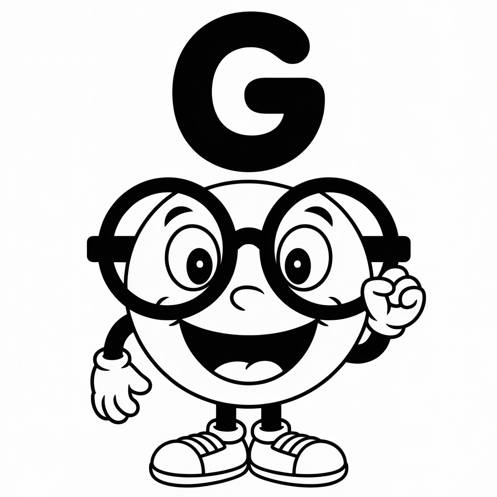 Fun G is for Glasses Coloring Pages Printable