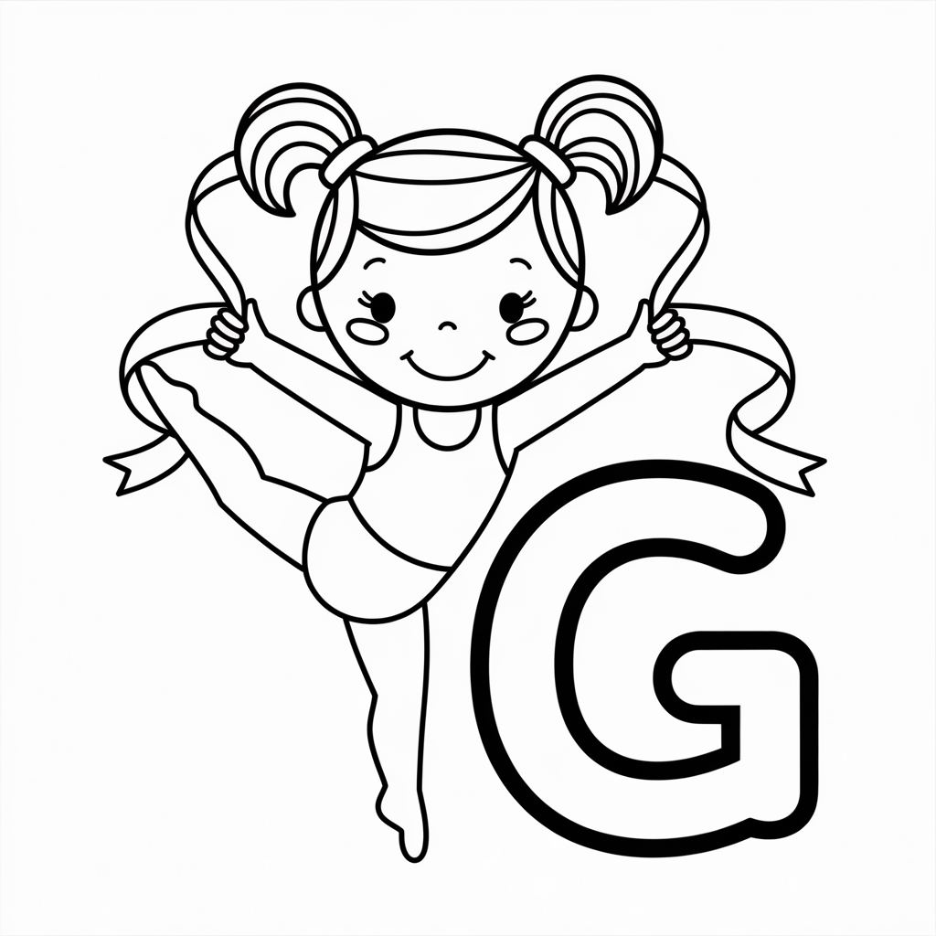 Active G is for Gymnast Coloring Pages for Kids