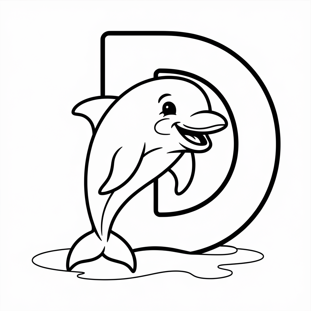 Jump into Learning with D for Dolphin Coloring Pages for Kids