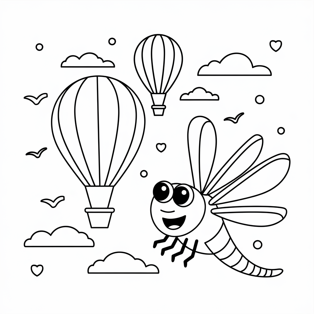Dragonfly with Hot Air Balloons