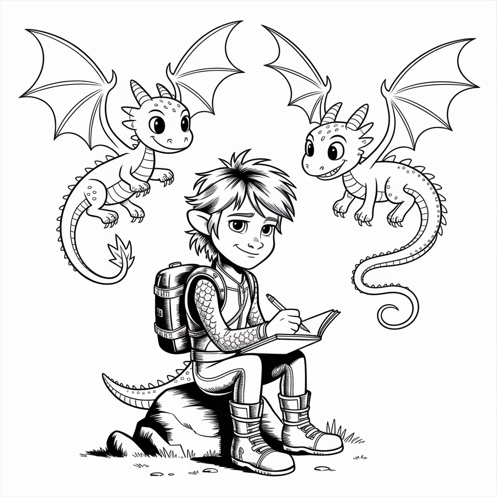 Hiccup Drawing a Dragon