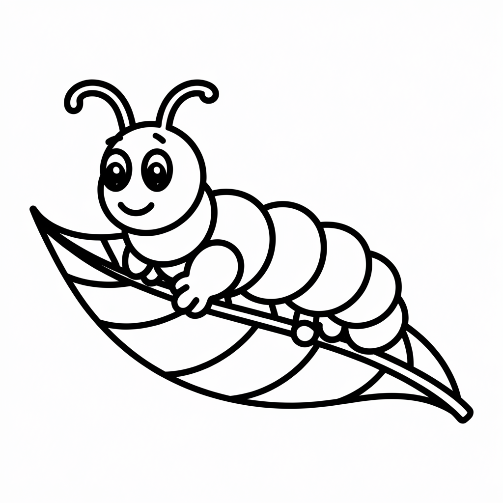 Cute I is for Inchworm Coloring Pages for Children
