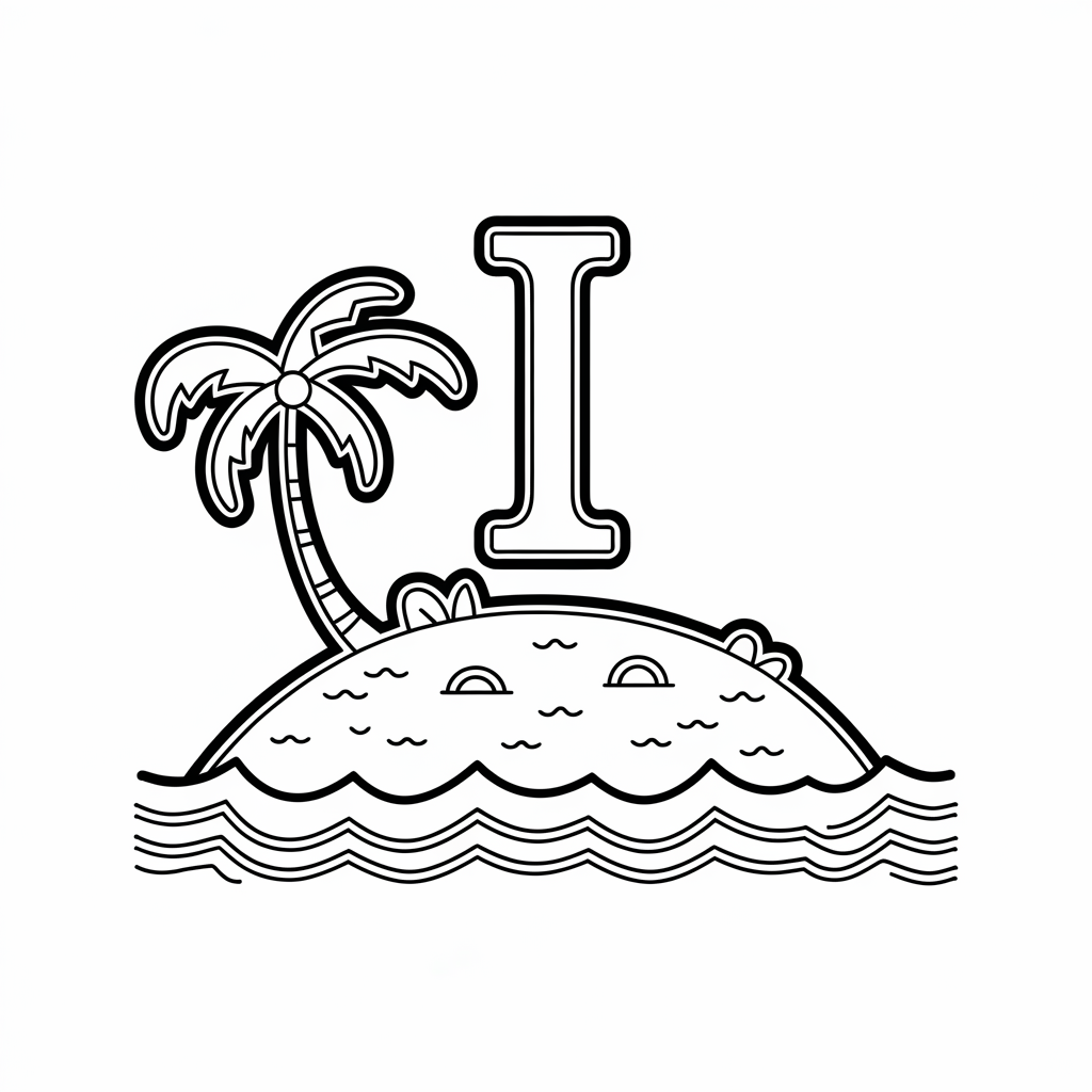 Fun I is for Island Coloring Pages Free Printable
