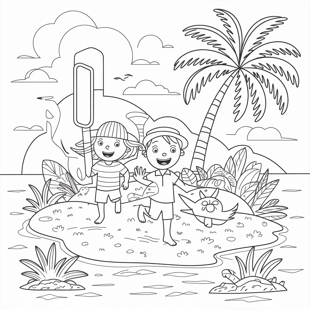 I is for Island Adventure Coloring Pages Free for Kids