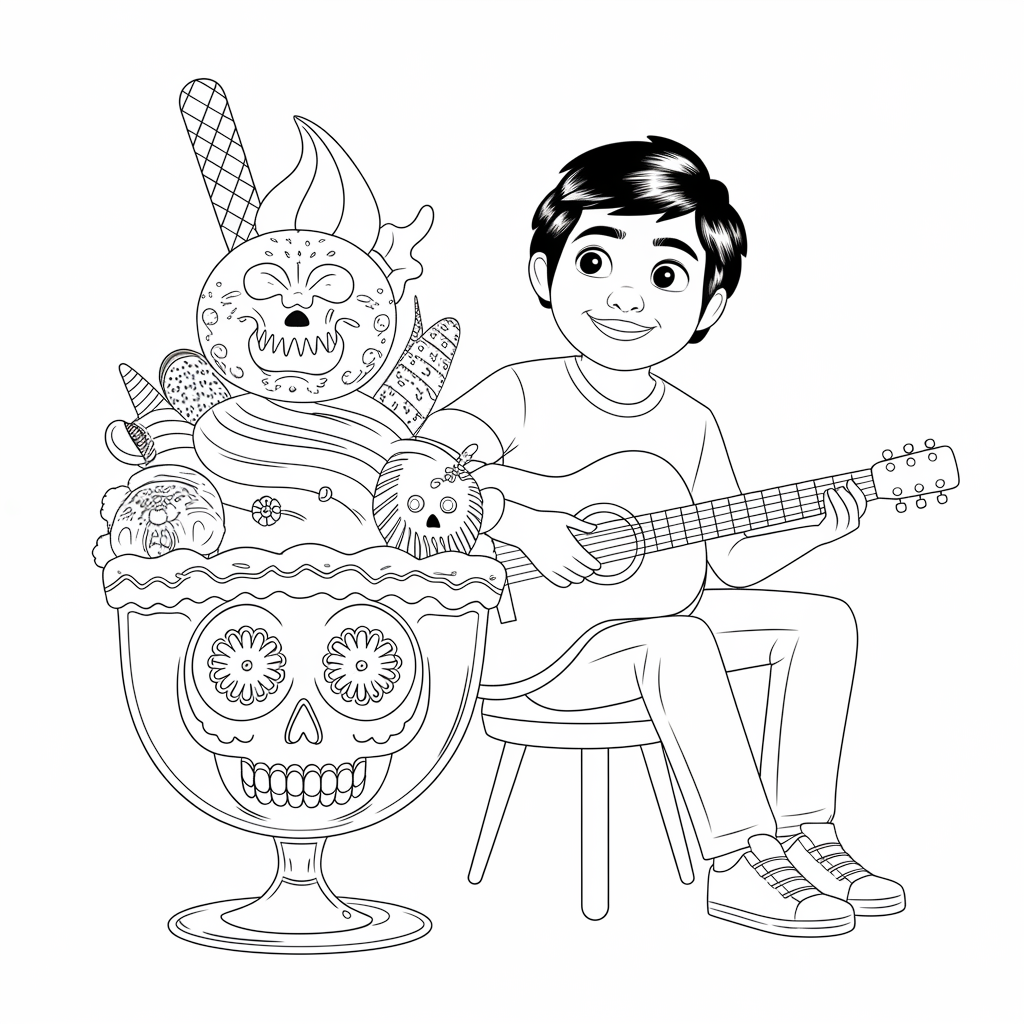 Coco Ice Cream Music Coloring Page 