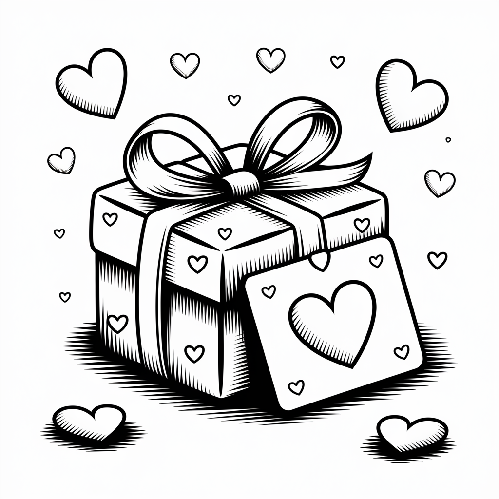 Cute “V is for Valentine’s Day Gift” Coloring Pages
