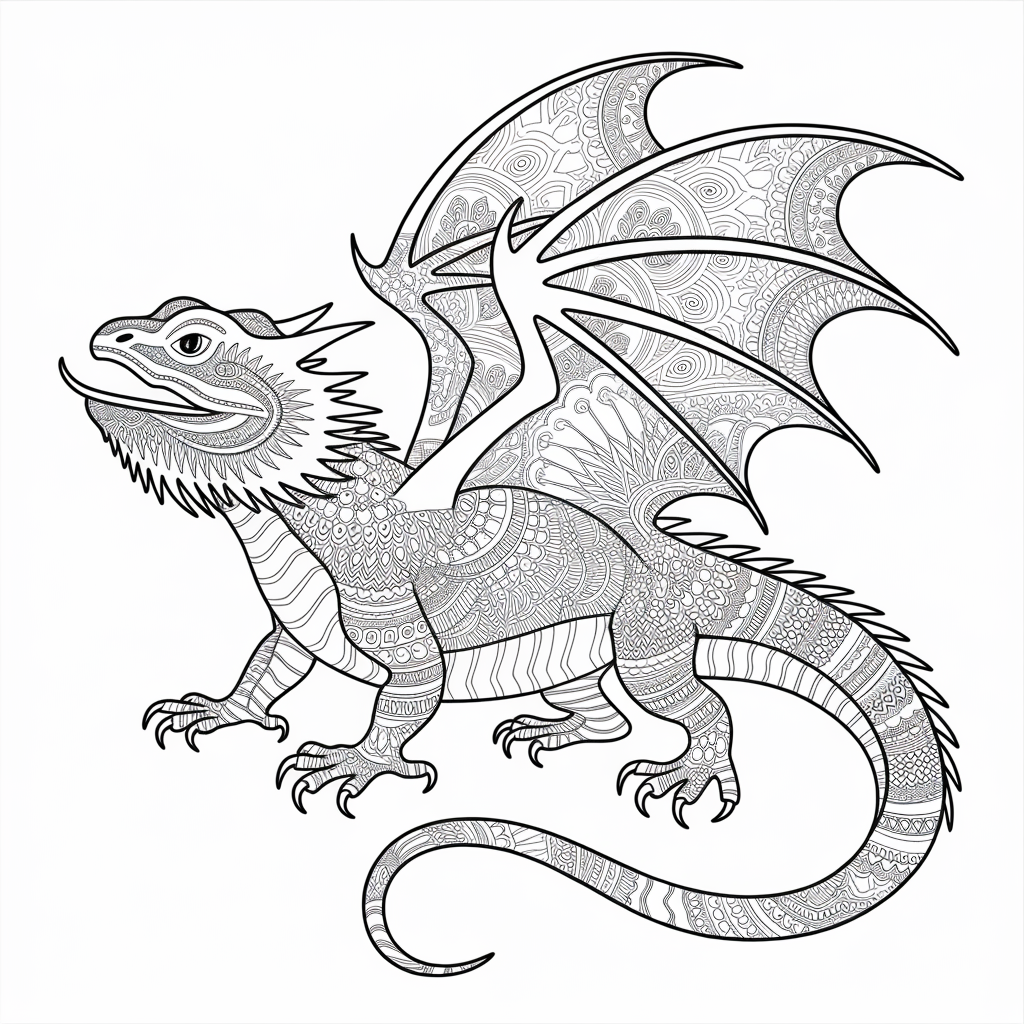 Mandala bearded dragon coloring page