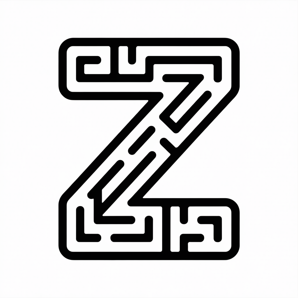 Zigzag Maze Coloring Page with Letter Z