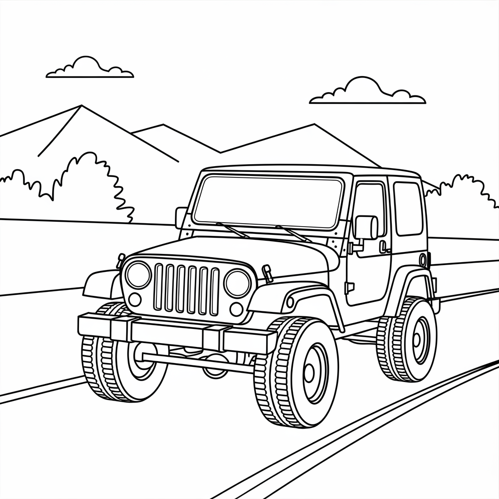 J is for Jeep Coloring Pages