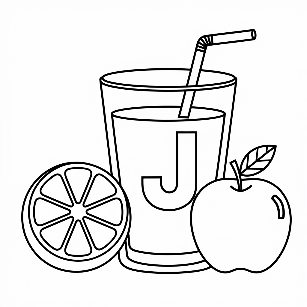 J is for Juice Coloring Pages 