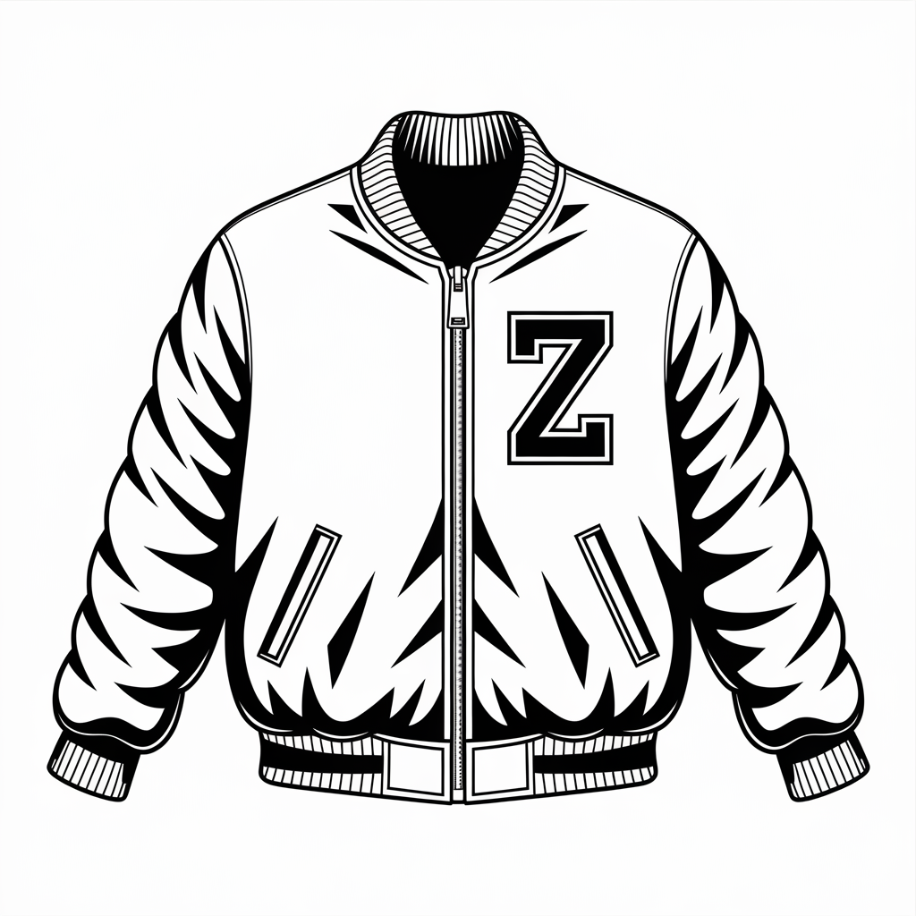 Jacket with Zipper Coloring Page