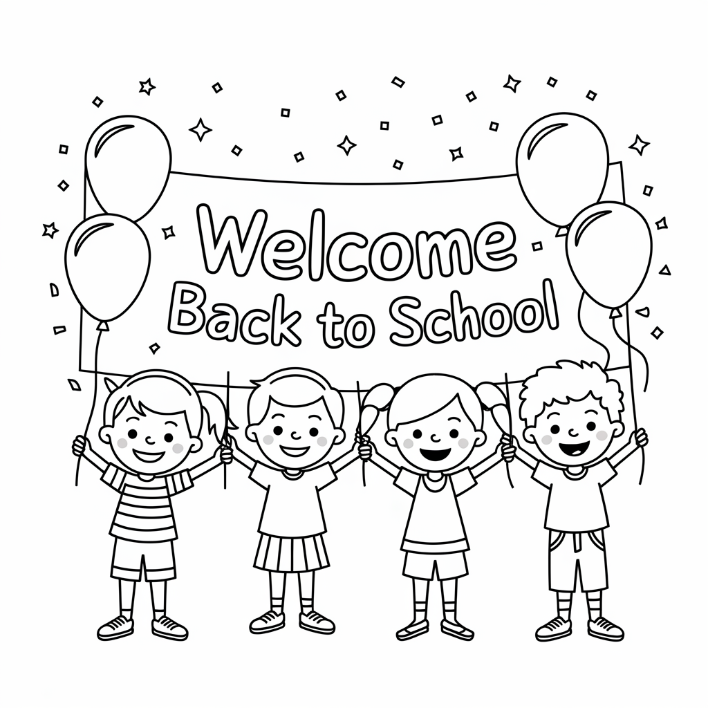 Kids Saying Welcome To Juniors Coloring Page
