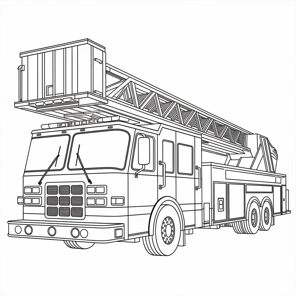 L for Ladder Truck Coloring Pages