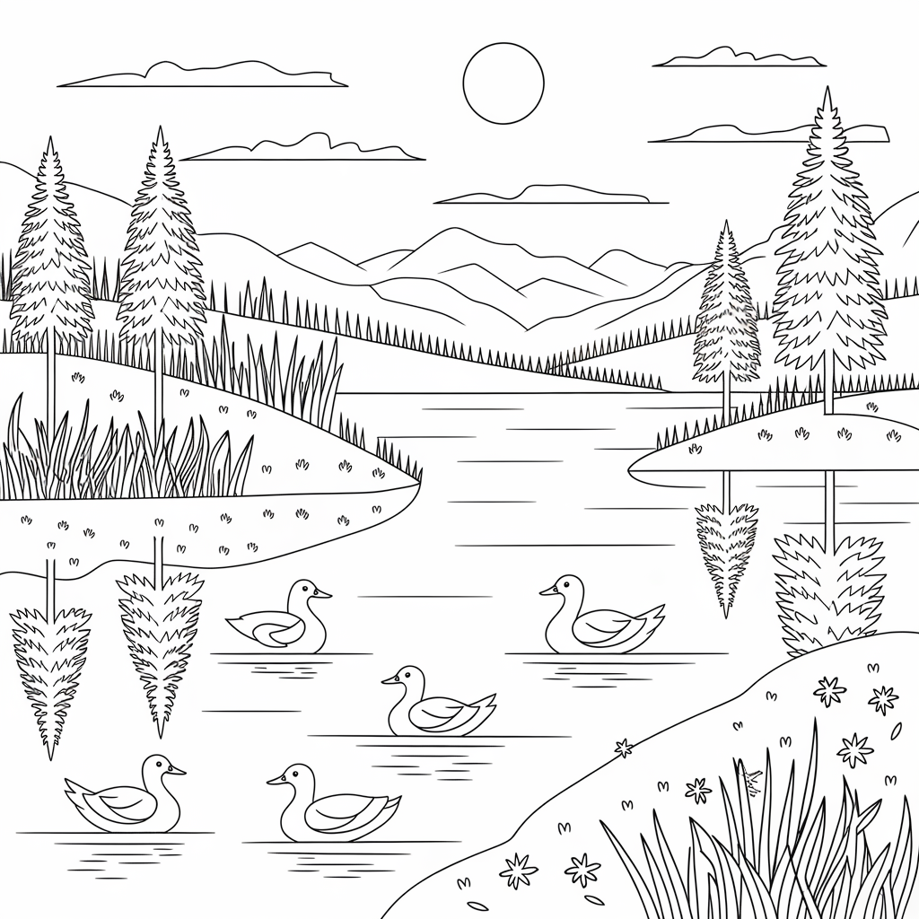 Easy L for Lake Coloring Pages 