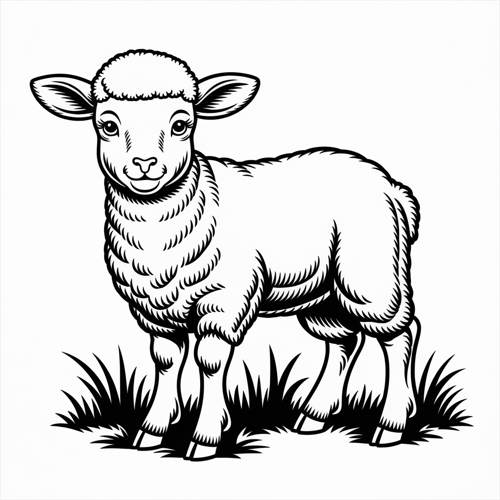 Cute L for Lamb Coloring Pages