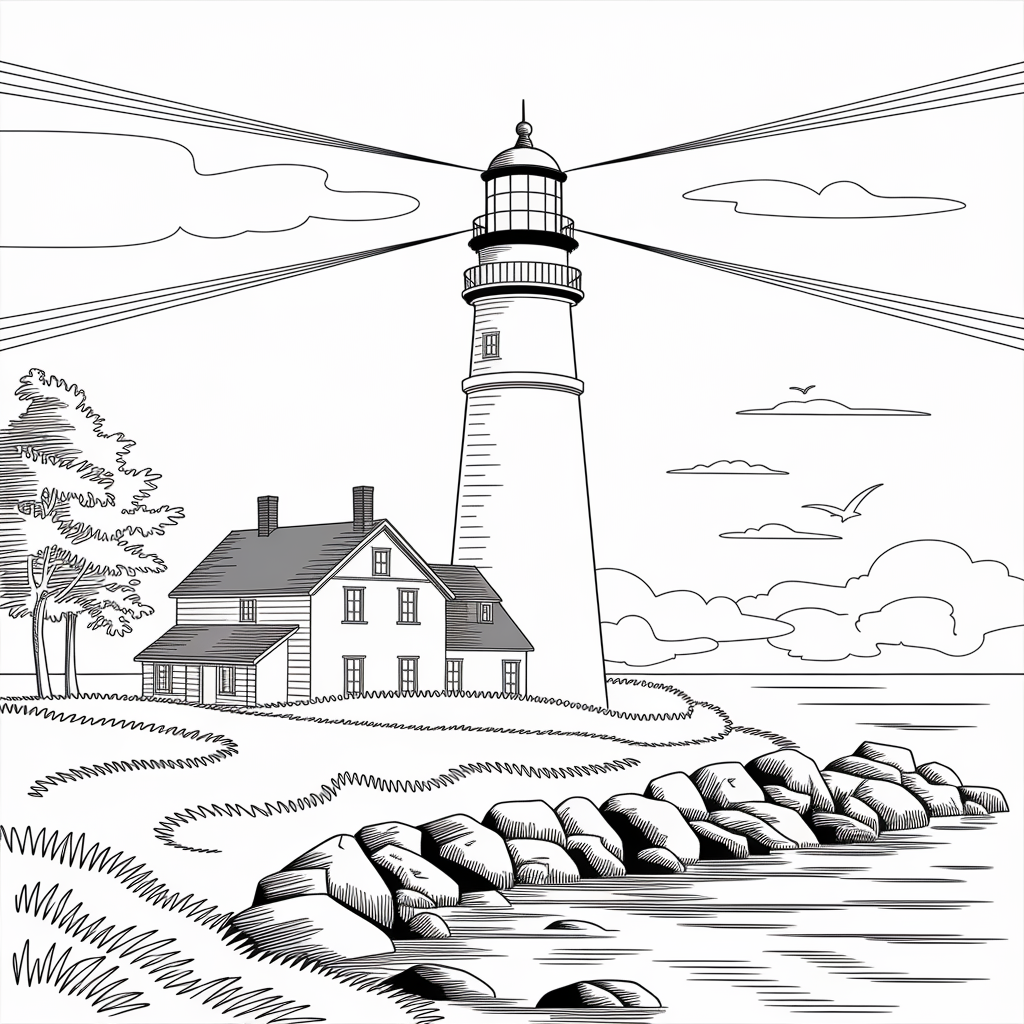L for Lighthouse Coloring Pages