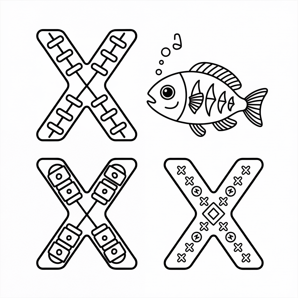 Fun Alphabet X Coloring Page for Preschoolers