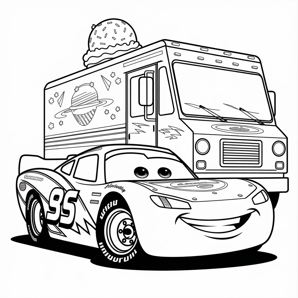 Cars Ice Cream Truck Racing Coloring Page –