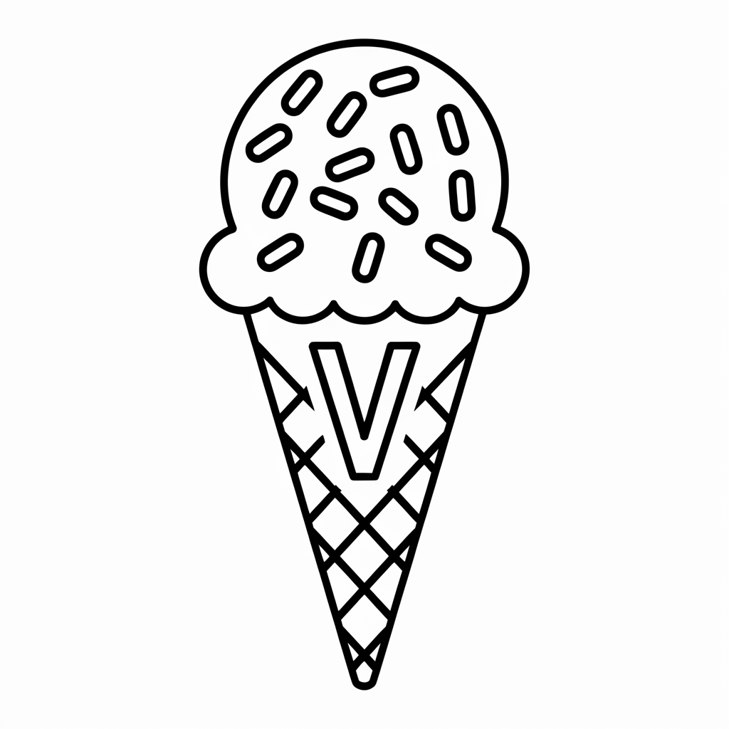 Free “V is for Vanilla Ice Cream” Coloring Pages