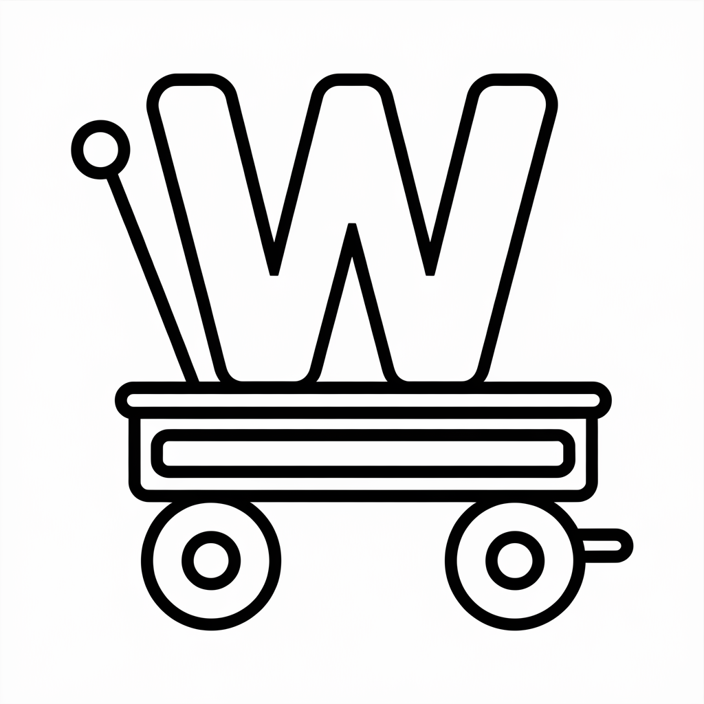 Easy "W is for Wagon" Coloring Page for Preschoolers