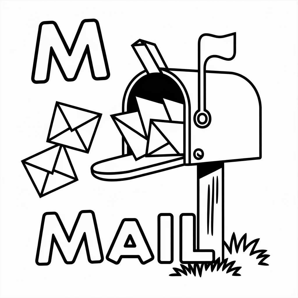 M is for Mailbox Coloring Pages