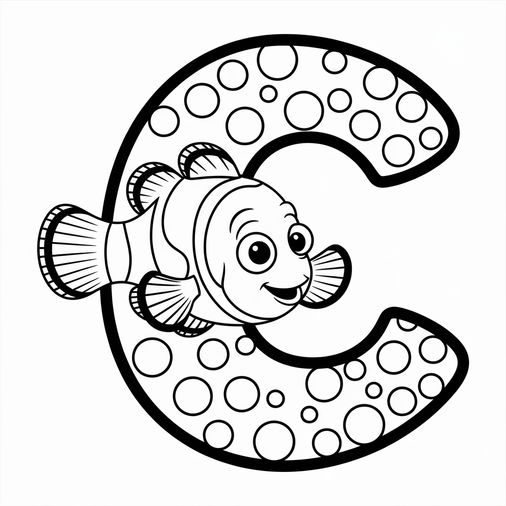 Clownfish C Alphabet Coloring Page
