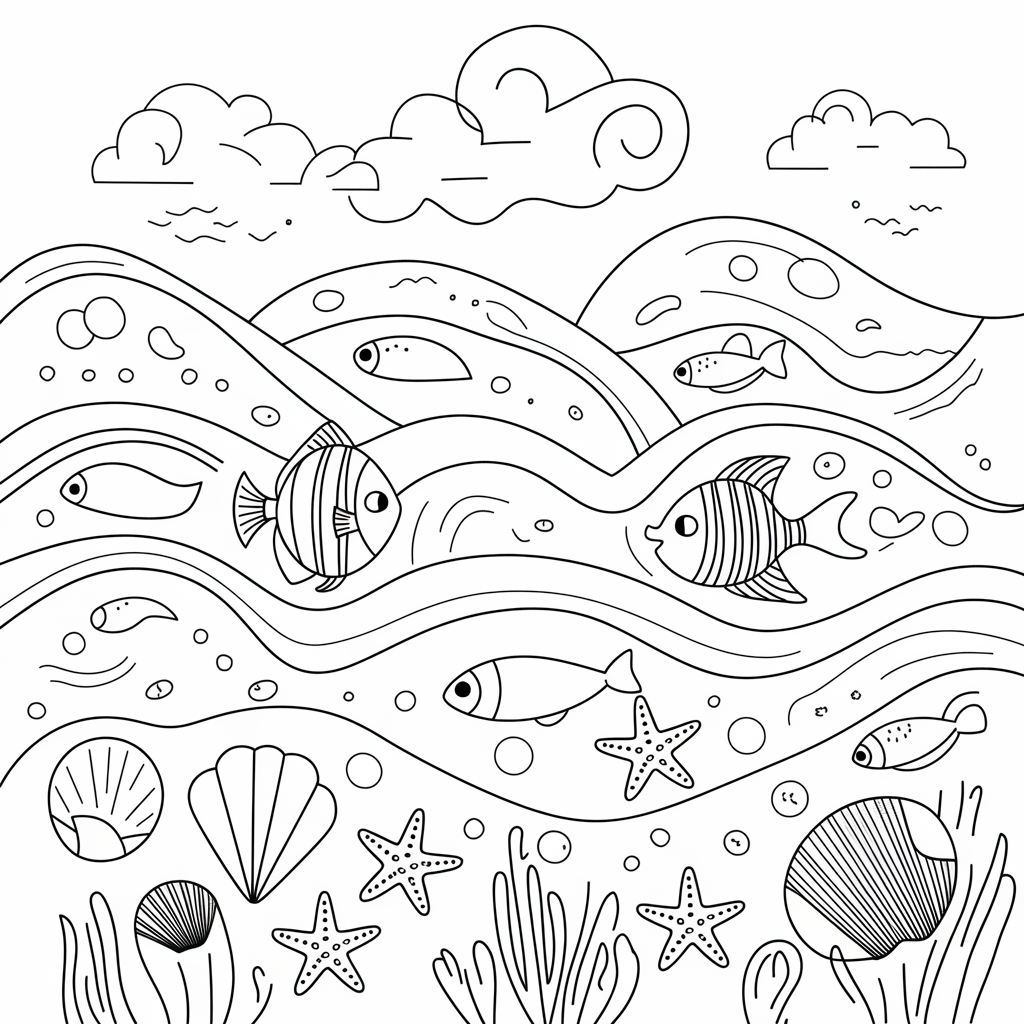 O for Ocean Coloring Pages