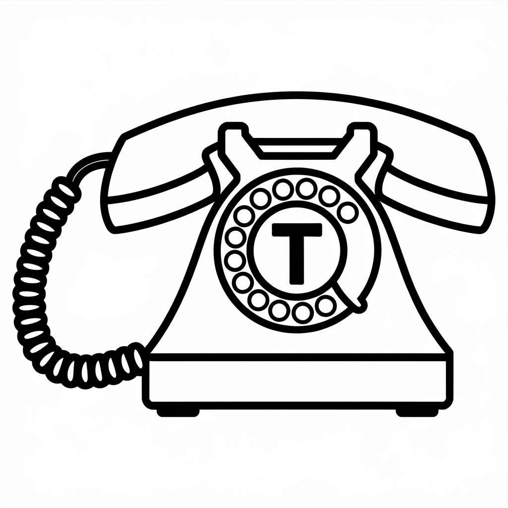 Easy Telephone T Coloring Page for Kindergarten