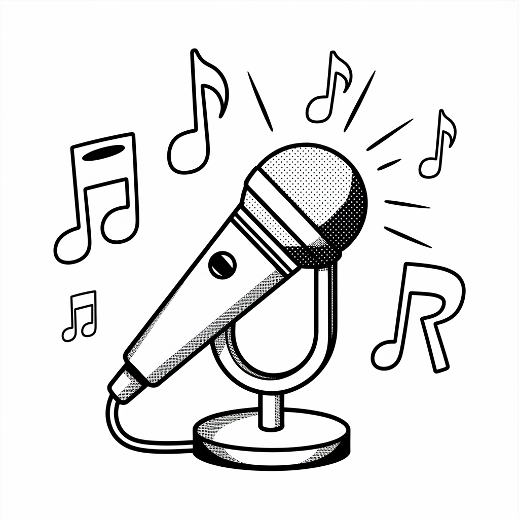 M is for Microphone Coloring Pages 