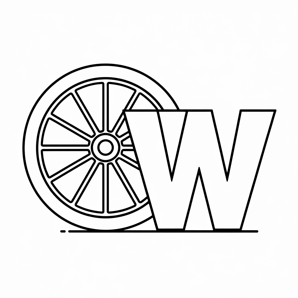 W is for Wheels" Coloring Page for Preschoolers
