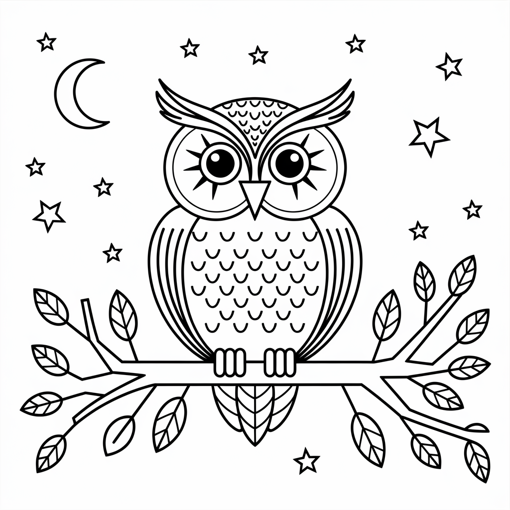 N for Night Scene Coloring Pages 