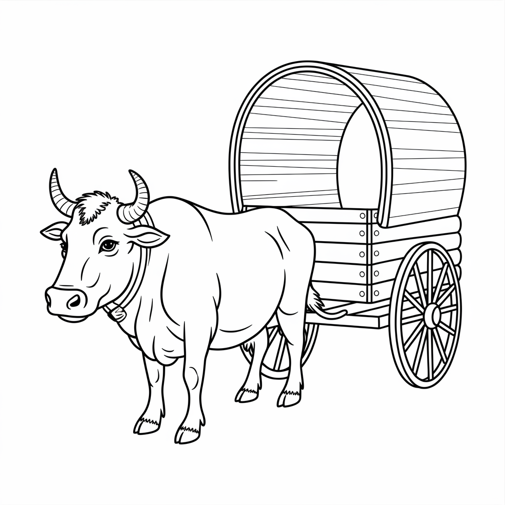 O for Ox Wagon Coloring Pages 