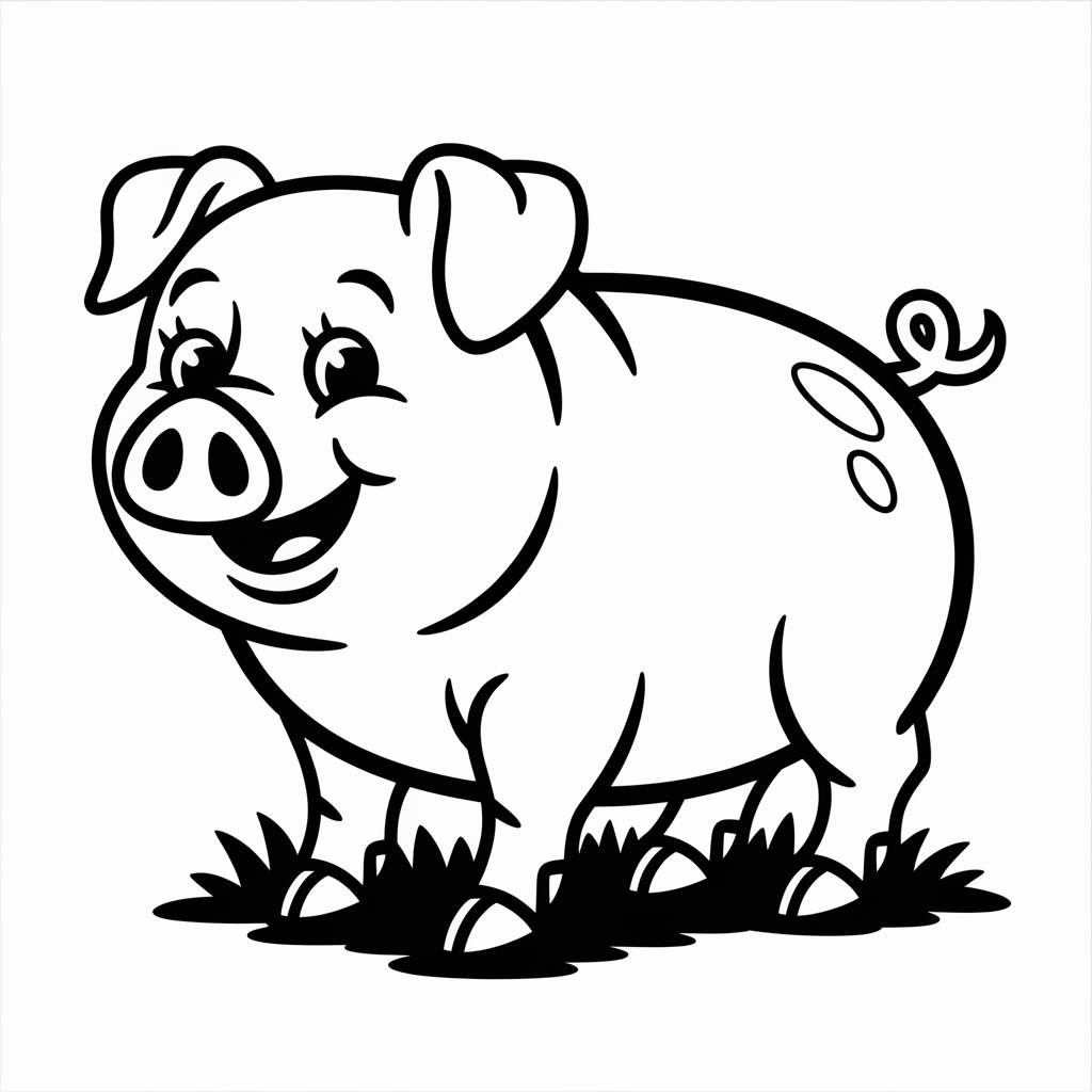 Cartoon Pig Coloring Pages 