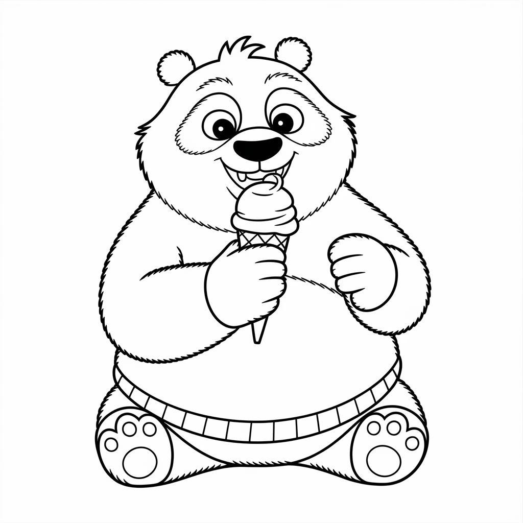  Kung Fu Panda Ice Cream Fun Coloring Page
