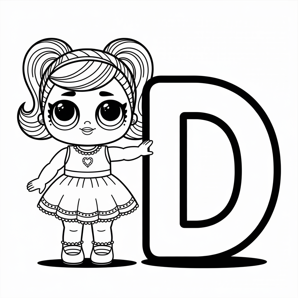 Pretty & Fun D for Doll Coloring Pages for Young Artists
