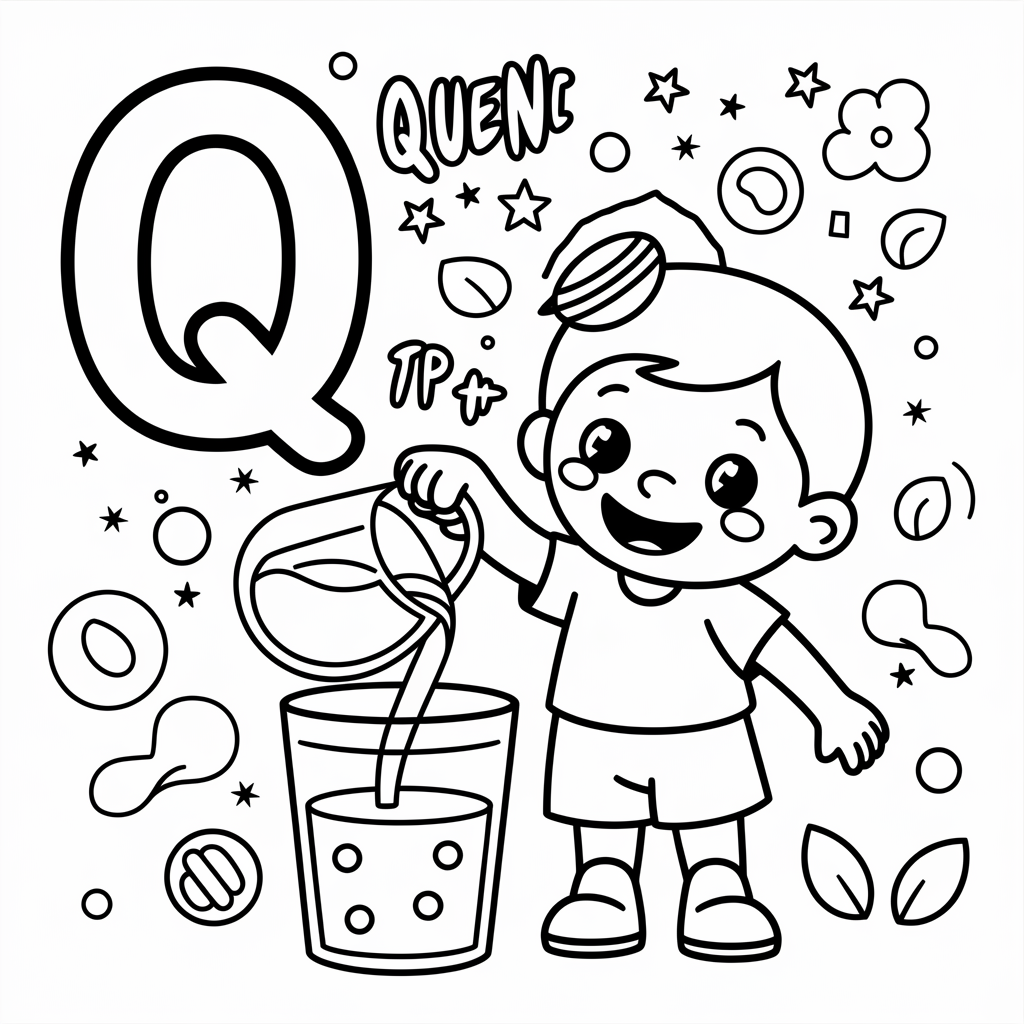 Q for Quench the Thirst Coloring Pages 