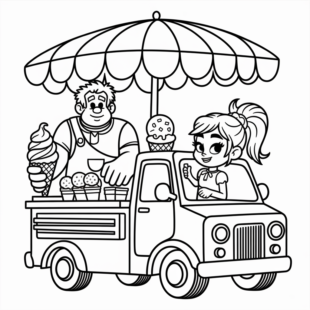 Wreck-It Ralph Candyland Ice Cream Truck Coloring Page