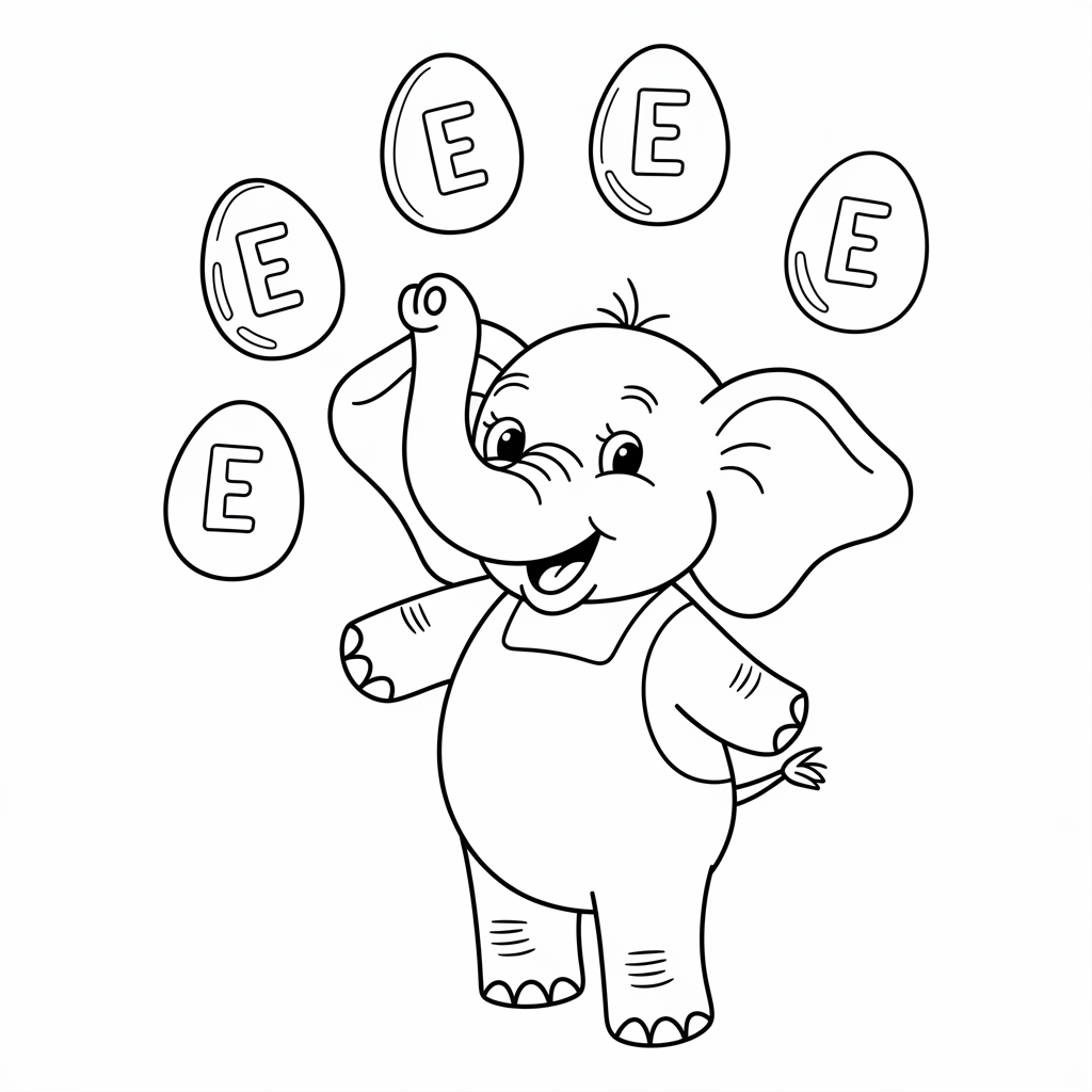 Cute E Coloring Pages 