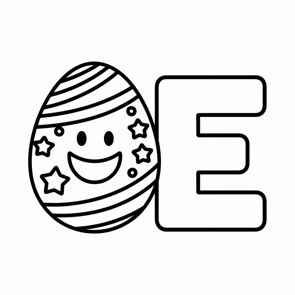 Easy E Coloring Pages 