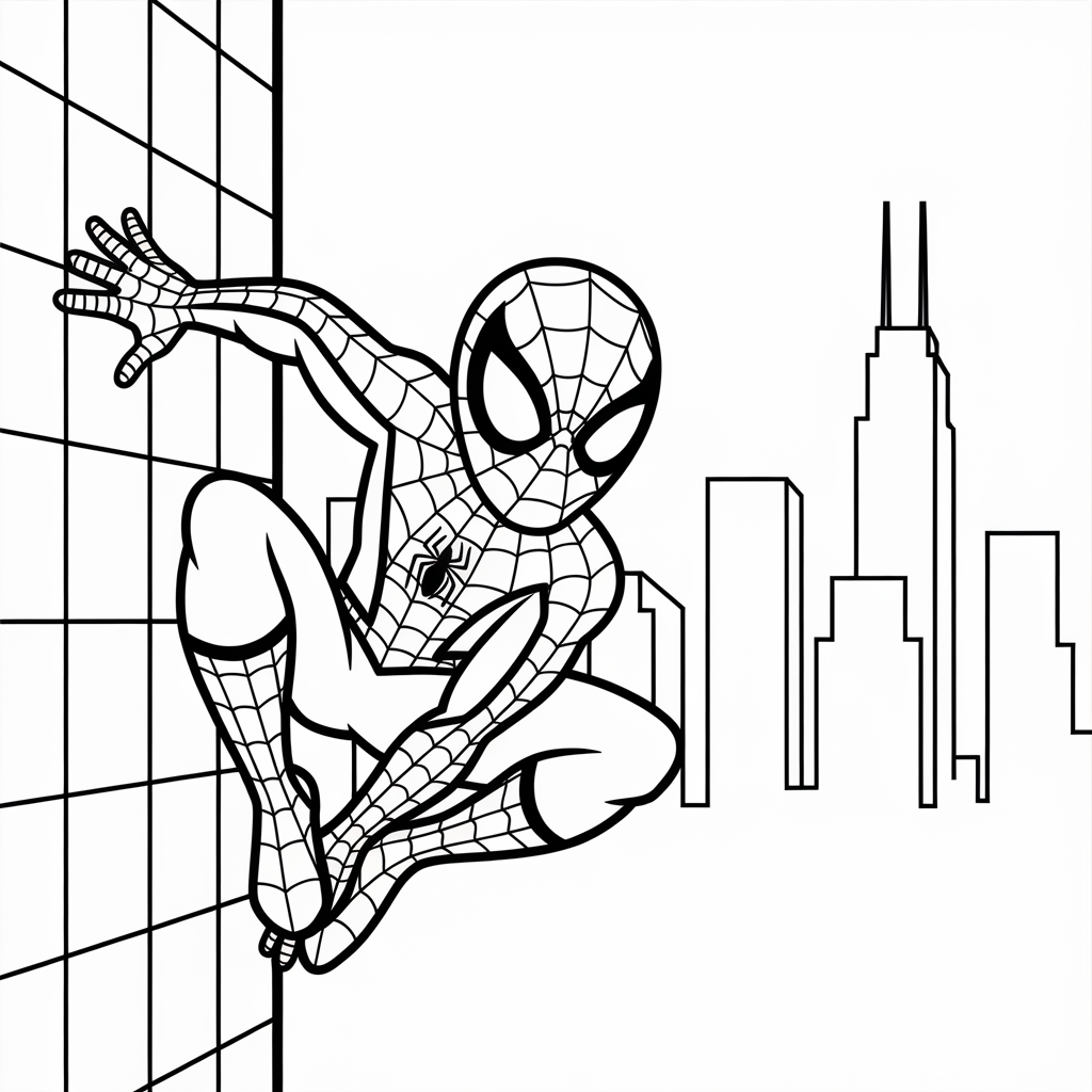 Spider-Man Wall Crawling Coloring Page 