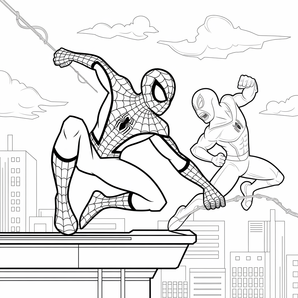 Spider-Man vs Green Goblin Coloring Page 