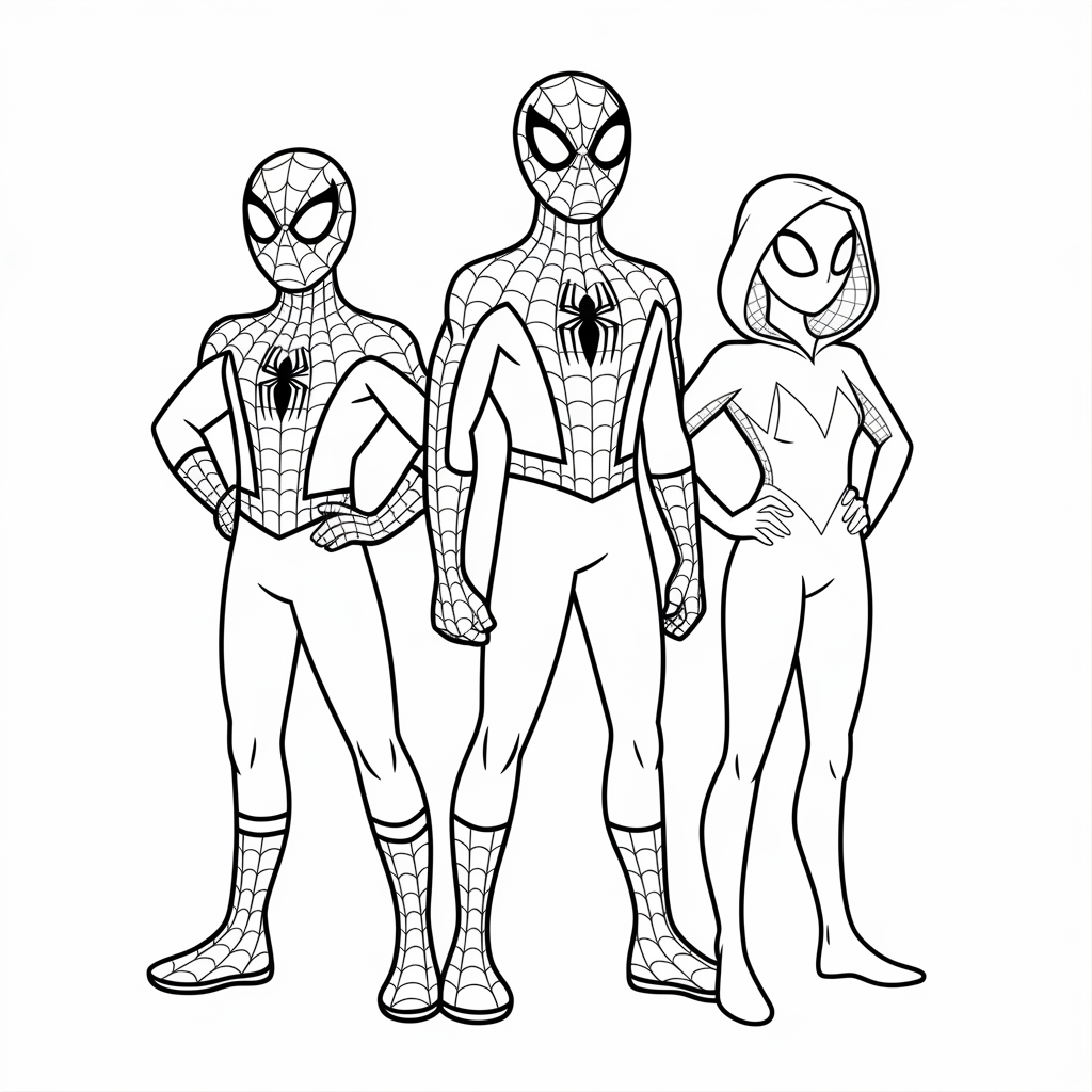 Spider-Man Miles and Gwen Team Coloring Page