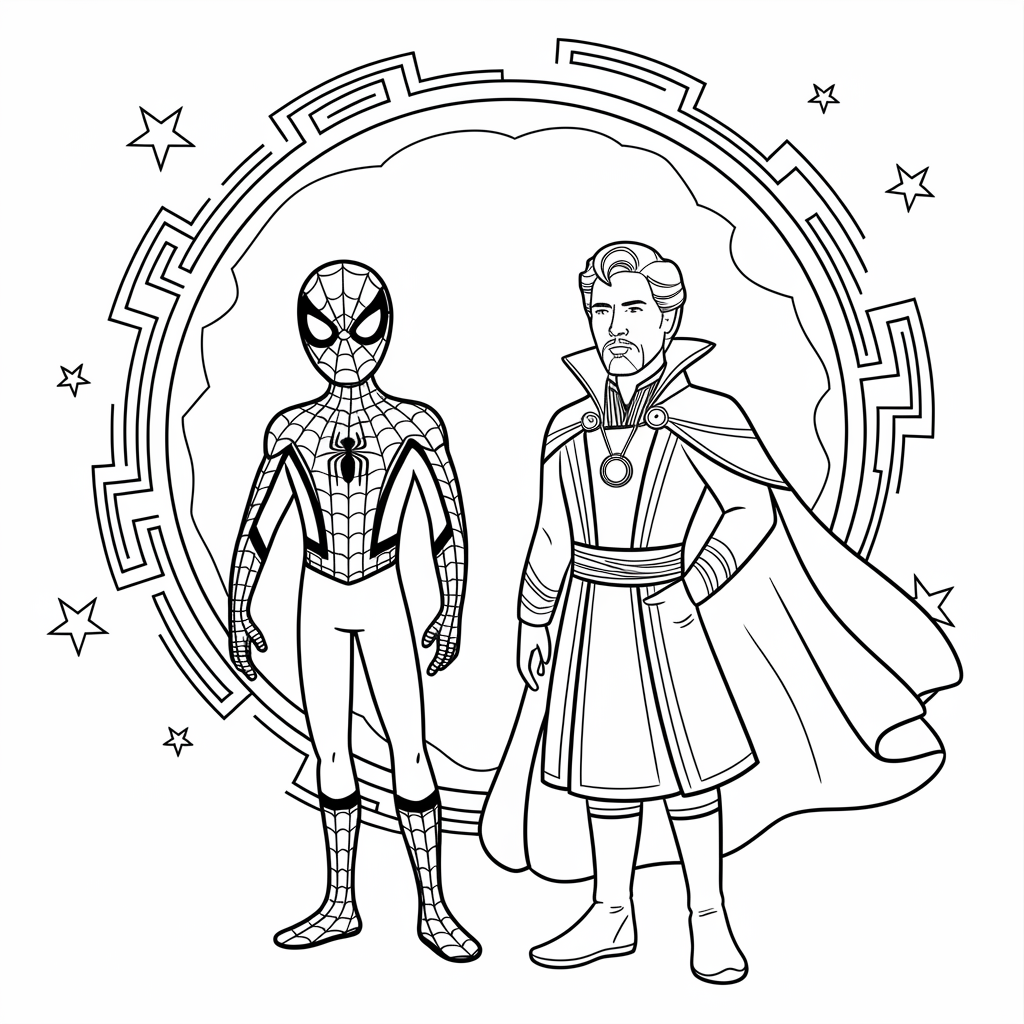 Spider-Man and Doctor Strange Coloring Page