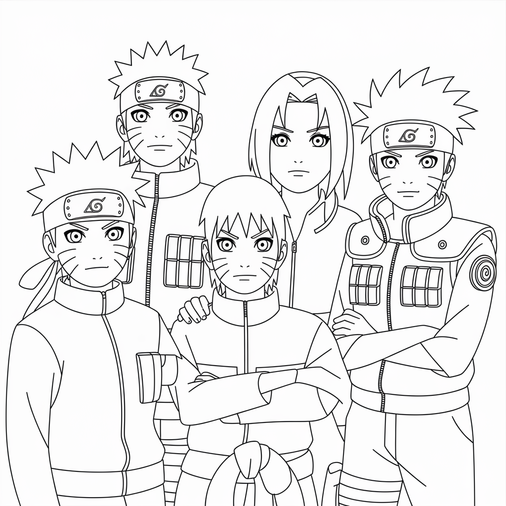 Going Merry on the SeaNaruto Team 7 Coloring Page